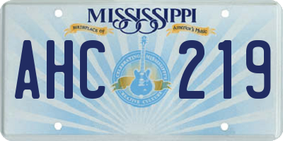 MS license plate AHC219