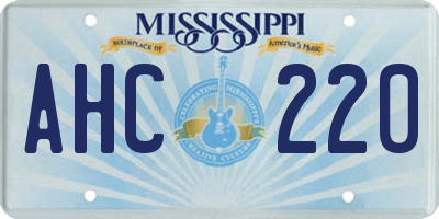MS license plate AHC220