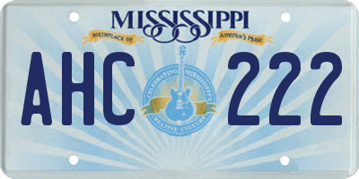 MS license plate AHC222