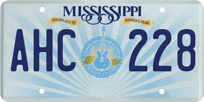 MS license plate AHC228