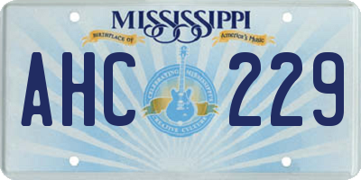 MS license plate AHC229