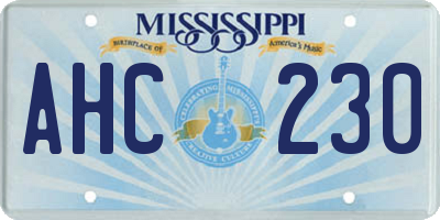MS license plate AHC230