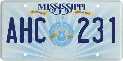 MS license plate AHC231