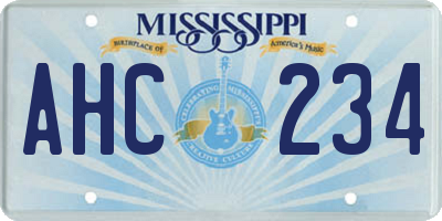 MS license plate AHC234