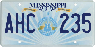 MS license plate AHC235