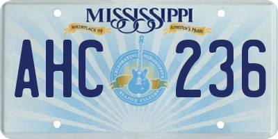 MS license plate AHC236