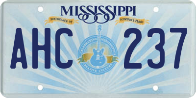 MS license plate AHC237