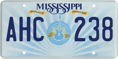MS license plate AHC238