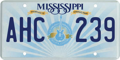 MS license plate AHC239