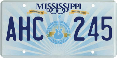 MS license plate AHC245