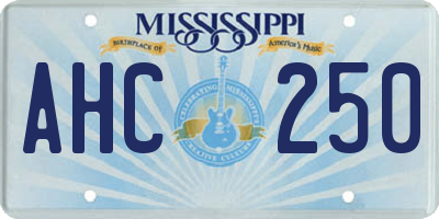 MS license plate AHC250