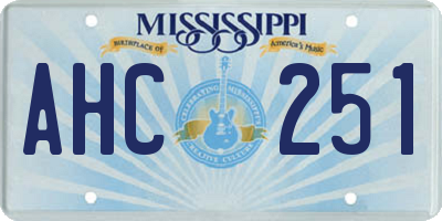 MS license plate AHC251