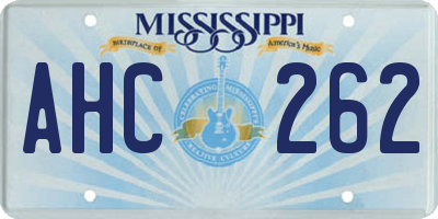 MS license plate AHC262