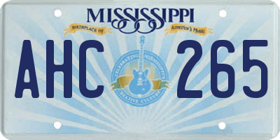 MS license plate AHC265