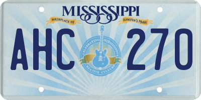 MS license plate AHC270