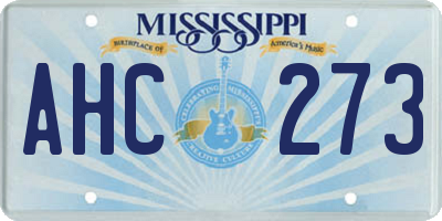 MS license plate AHC273