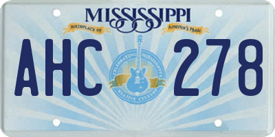 MS license plate AHC278