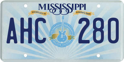 MS license plate AHC280