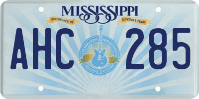 MS license plate AHC285