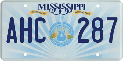MS license plate AHC287