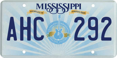MS license plate AHC292