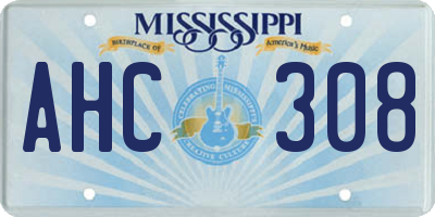 MS license plate AHC308