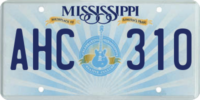 MS license plate AHC310