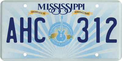 MS license plate AHC312