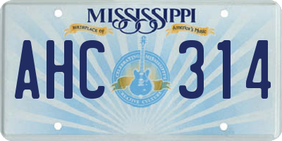 MS license plate AHC314