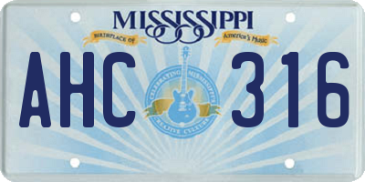 MS license plate AHC316