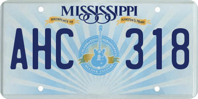 MS license plate AHC318