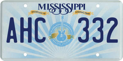MS license plate AHC332