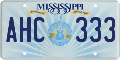 MS license plate AHC333