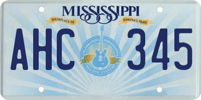 MS license plate AHC345