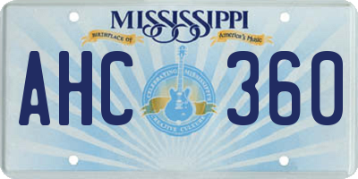 MS license plate AHC360