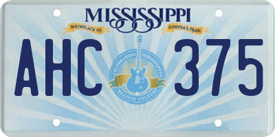 MS license plate AHC375