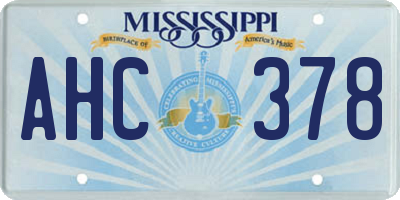 MS license plate AHC378