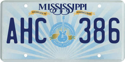 MS license plate AHC386
