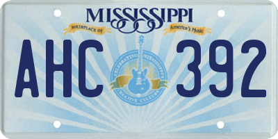 MS license plate AHC392
