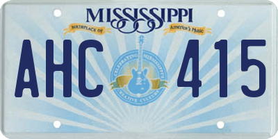 MS license plate AHC415