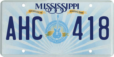 MS license plate AHC418