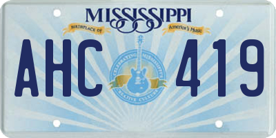 MS license plate AHC419