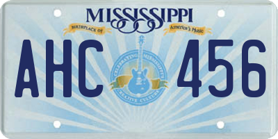 MS license plate AHC456