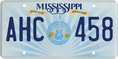 MS license plate AHC458