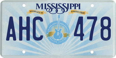 MS license plate AHC478