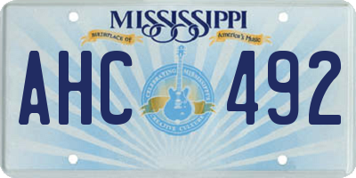 MS license plate AHC492