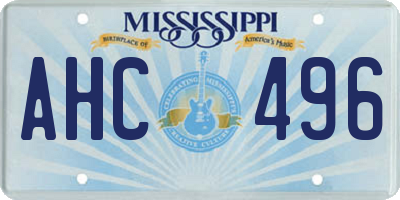 MS license plate AHC496