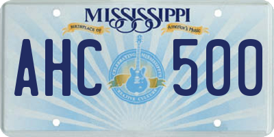 MS license plate AHC500