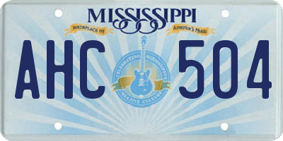 MS license plate AHC504