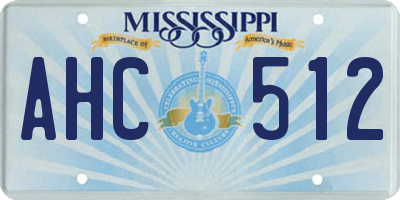 MS license plate AHC512